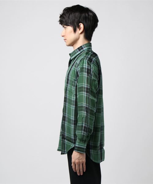 JOHN LAWRENCE SULLIVAN（ジョンローレンスサリバン）の「CHECKED CUPRA REGULAR COLLAR SHIRT（シャツ/ブラウス・メンズ・オレンジ/グリーン・44/46）」の4枚目の写真
