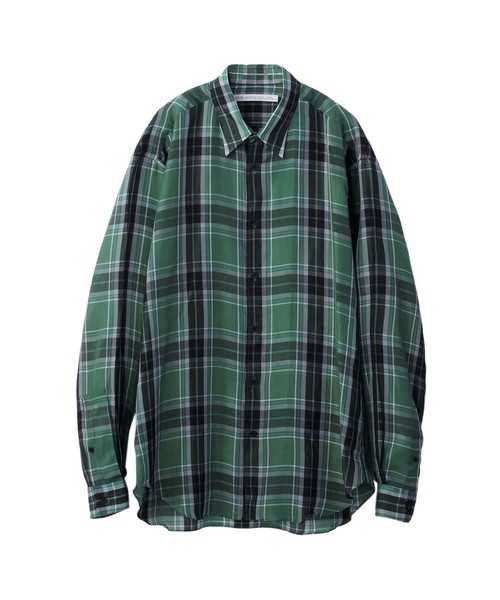 JOHN LAWRENCE SULLIVAN（ジョンローレンスサリバン）の「CHECKED CUPRA REGULAR COLLAR SHIRT（シャツ/ブラウス・メンズ・オレンジ/グリーン・44/46）」の2枚目の写真