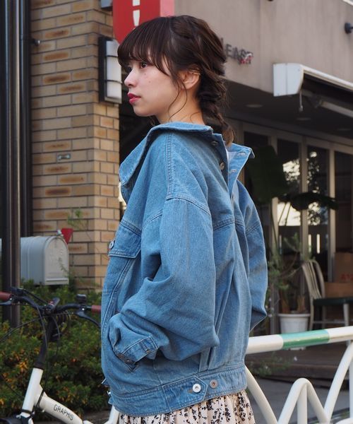 tiptop（ティップトップ）の「後ろボタンビッグGジャン（デニムジャケット・レディース・ベージュ/ネイビー/カーキ/サックスブルー/ブルー・FREE）」の18枚目の写真