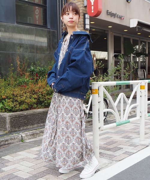 tiptop（ティップトップ）の「後ろボタンビッグGジャン（デニムジャケット・レディース・ベージュ/ネイビー/カーキ/サックスブルー/ブルー・FREE）」の9枚目の写真