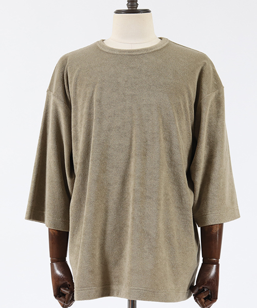 Jih Nunc（ジーヌンク）の「mt5699-ルーズシルエットパイル3-4カットソー（Tシャツ/カットソー・メンズ・ブラック/グレー/ベージュ・S/M/L）」の4枚目の写真