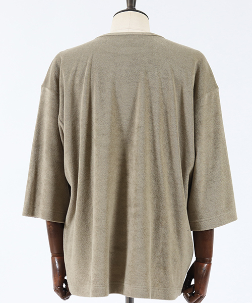 Jih Nunc（ジーヌンク）の「mt5699-ルーズシルエットパイル3-4カットソー（Tシャツ/カットソー・メンズ・ブラック/グレー/ベージュ・S/M/L）」の5枚目の写真