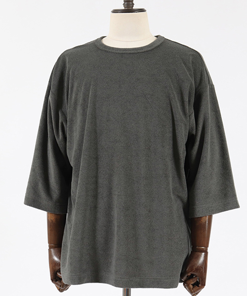 Jih Nunc（ジーヌンク）の「mt5699-ルーズシルエットパイル3-4カットソー（Tシャツ/カットソー・メンズ・ブラック/グレー/ベージュ・S/M/L）」の6枚目の写真