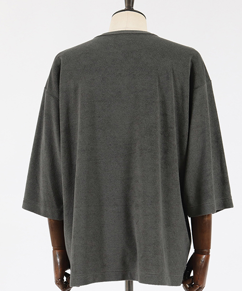 Jih Nunc（ジーヌンク）の「mt5699-ルーズシルエットパイル3-4カットソー（Tシャツ/カットソー・メンズ・ブラック/グレー/ベージュ・S/M/L）」の7枚目の写真