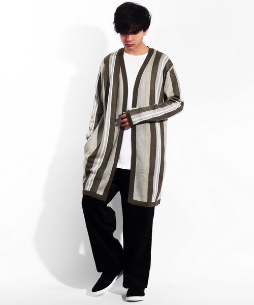 ８(eight)（エイト）の「ストライプ カーディガン ガウン（カーディガン/ボレロ・メンズ・ベージュ/ネイビー・MEDIUM/LARGE）」の19枚目の写真