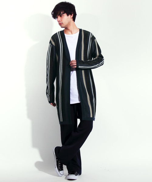 ８(eight)（エイト）の「ストライプ カーディガン ガウン（カーディガン/ボレロ・メンズ・ベージュ/ネイビー・MEDIUM/LARGE）」の16枚目の写真