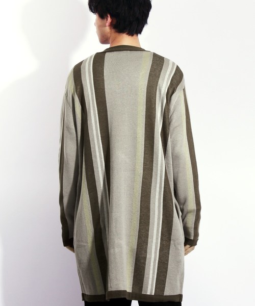 ８(eight)（エイト）の「ストライプ カーディガン ガウン（カーディガン/ボレロ・メンズ・ベージュ/ネイビー・MEDIUM/LARGE）」の11枚目の写真