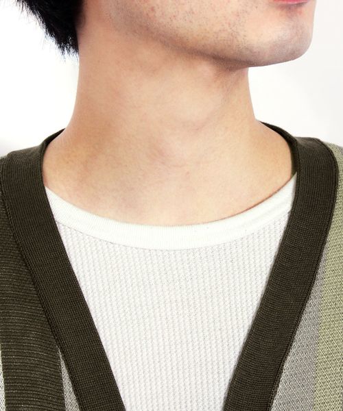 ８(eight)（エイト）の「ストライプ カーディガン ガウン（カーディガン/ボレロ・メンズ・ベージュ/ネイビー・MEDIUM/LARGE）」の22枚目の写真