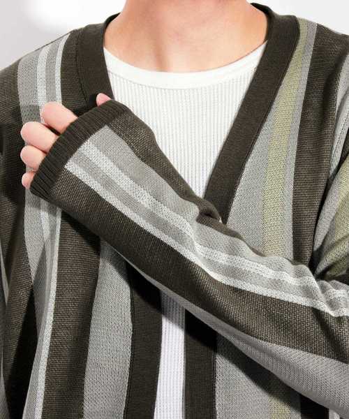 ８(eight)（エイト）の「ストライプ カーディガン ガウン（カーディガン/ボレロ・メンズ・ベージュ/ネイビー・MEDIUM/LARGE）」の20枚目の写真