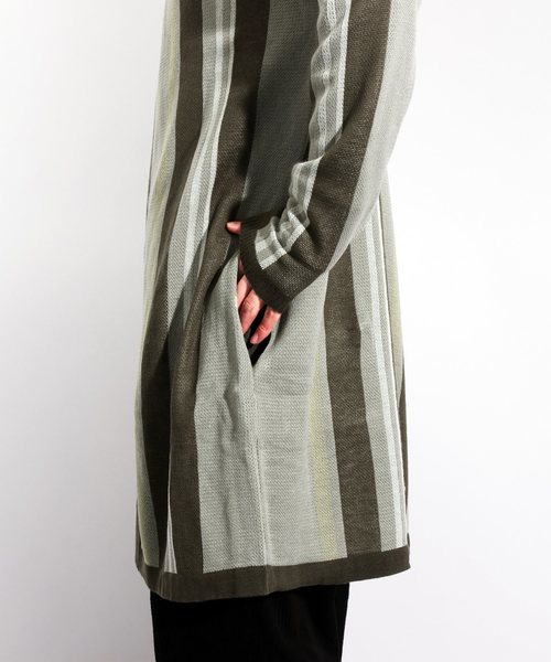 ８(eight)（エイト）の「ストライプ カーディガン ガウン（カーディガン/ボレロ・メンズ・ベージュ/ネイビー・MEDIUM/LARGE）」の17枚目の写真