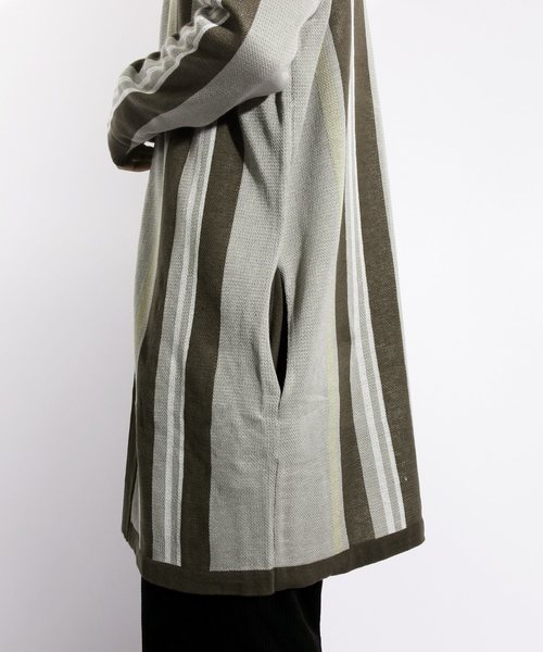 ８(eight)（エイト）の「ストライプ カーディガン ガウン（カーディガン/ボレロ・メンズ・ベージュ/ネイビー・MEDIUM/LARGE）」の10枚目の写真
