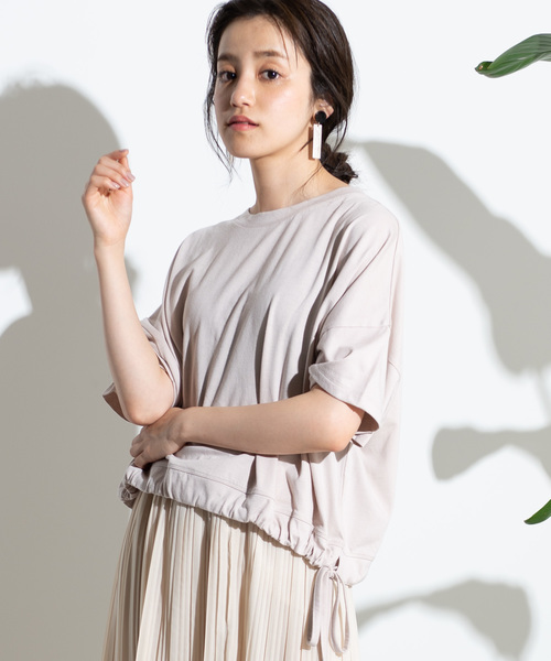 WEGO(ウィゴー)の「WEGO/サイドドロストTシャツ(Tシャツ/カットソー・レディース・ピンク/キナリ/ベージュ/イエロー・FREE)」の2枚目の写真