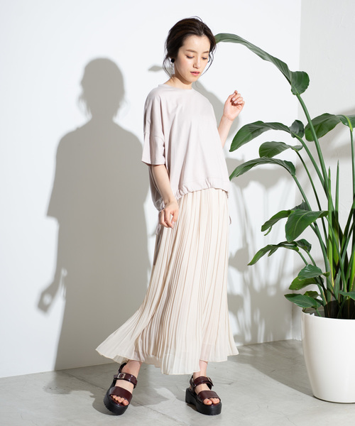 WEGO(ウィゴー)の「WEGO/サイドドロストTシャツ(Tシャツ/カットソー・レディース・ピンク/キナリ/ベージュ/イエロー・FREE)」の7枚目の写真