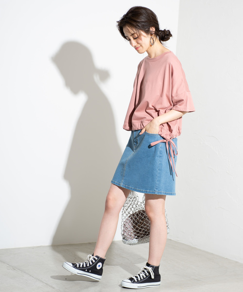 WEGO(ウィゴー)の「WEGO/サイドドロストTシャツ(Tシャツ/カットソー・レディース・ピンク/キナリ/ベージュ/イエロー・FREE)」の18枚目の写真