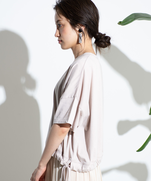 WEGO(ウィゴー)の「WEGO/サイドドロストTシャツ(Tシャツ/カットソー・レディース・ピンク/キナリ/ベージュ/イエロー・FREE)」の6枚目の写真