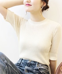 IENA | シアーリブショートスリーブ プルオーバー◆(ニット/セーター)