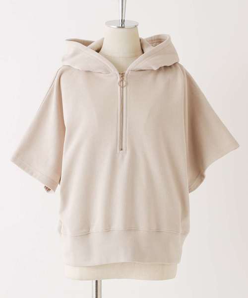 one after another NICE CLAUP（ワンアフターアナザーナイスクラップ）の「ハーフリングジップパーカー（Tシャツ/カットソー・レディース・アイボリー/ブラウン/モカ/ベージュ・FREE）」の4枚目の写真