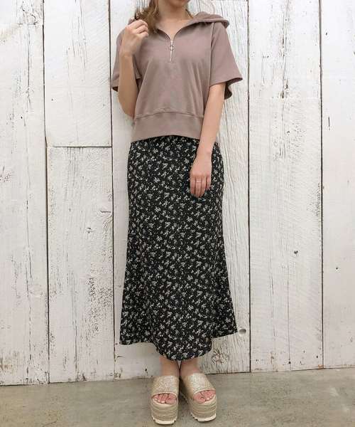 one after another NICE CLAUP（ワンアフターアナザーナイスクラップ）の「ハーフリングジップパーカー（Tシャツ/カットソー・レディース・アイボリー/ブラウン/モカ/ベージュ・FREE）」の12枚目の写真