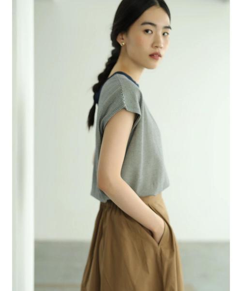 AMERICAN HOLIC（アメリカンホリック）の「鹿子ヘンリーネック2WAYカットプルオーバー＊（Tシャツ/カットソー・レディース・ブラック/オフホワイト/グリーン/ブルー系その他2・M/L）」の6枚目の写真