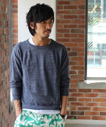 リネントップカラークルーネックニット #