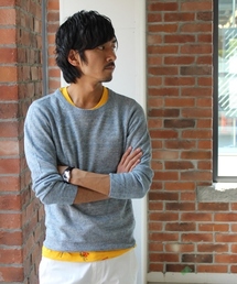 リネントップカラークルーネックニット　#