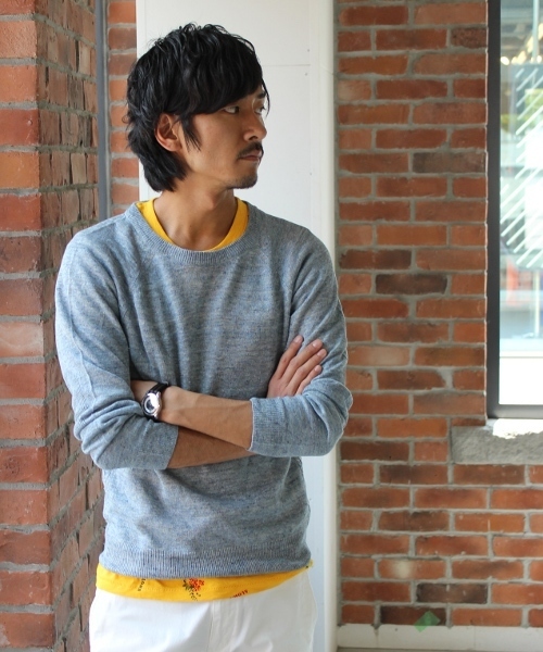 JOURNAL STANDARD(ジャーナルスタンダード)の「リネントップカラークルーネックニット #(ニット/セーター・メンズ・ホワイト/ベージュ/ネイビー/ダークブルー・LARGE/MEDIUM)」の3枚目の写真