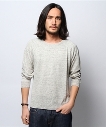 リネントップカラークルーネックニット #