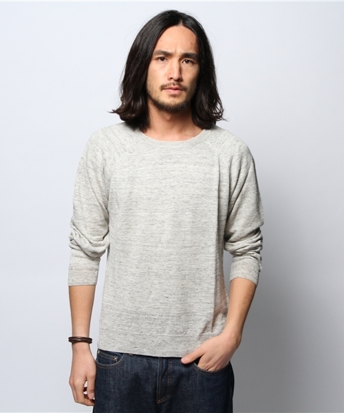 JOURNAL STANDARD(ジャーナルスタンダード)の「リネントップカラークルーネックニット #(ニット/セーター・メンズ・ホワイト/ベージュ/ネイビー/ダークブルー・LARGE/MEDIUM)」の1枚目の写真