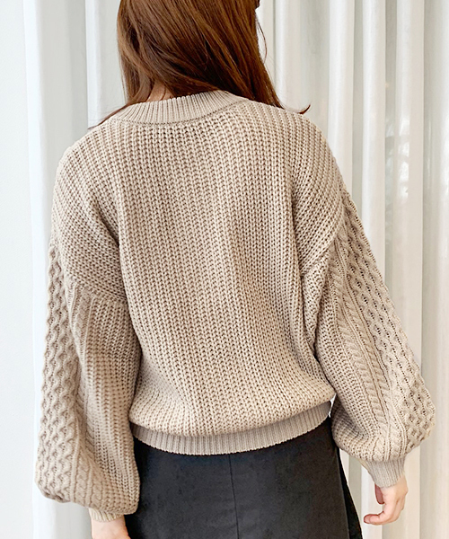 apres jour（アプレジュール）の「ケーブルクルーカーディガン【ZOZOTOWN限定アイテム】（カーディガン/ボレロ・レディース・ブルー/モカ/ラベンダー/スモークピンク/ライトベージュ・フリー）」の14枚目の写真