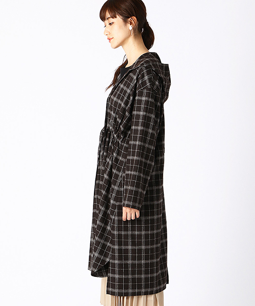 COMME CA ISM(コムサイズム)の「チェック柄 フーデット シャツワンピース(シャツワンピース・レディース・ダークブラウン/ベージュ・MEDIUM/LARGE)」の5枚目の写真