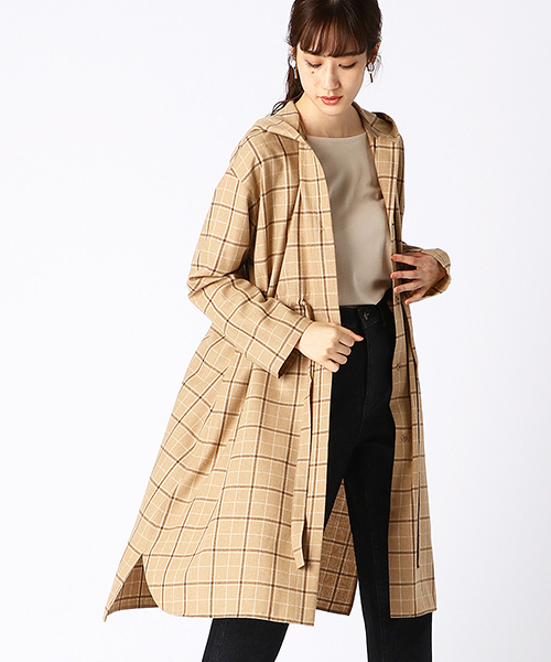 COMME CA ISM(コムサイズム)の「チェック柄 フーデット シャツワンピース(シャツワンピース・レディース・ダークブラウン/ベージュ・MEDIUM/LARGE)」の18枚目の写真