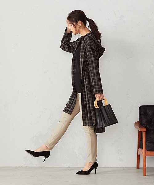 COMME CA ISM(コムサイズム)の「チェック柄 フーデット シャツワンピース(シャツワンピース・レディース・ダークブラウン/ベージュ・MEDIUM/LARGE)」の16枚目の写真