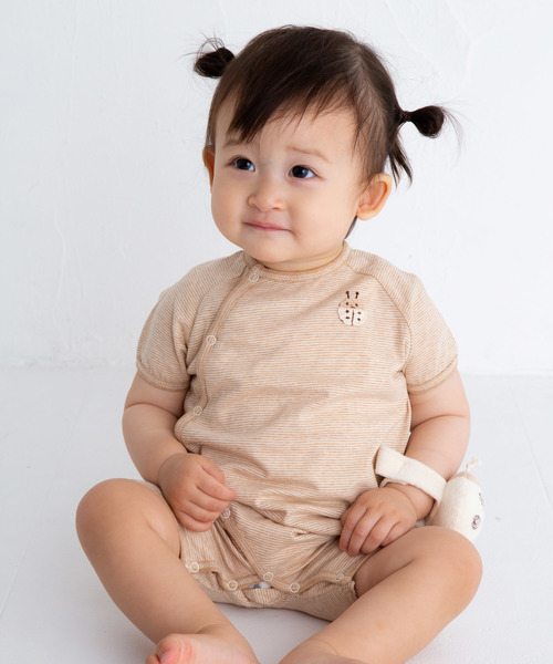 【pompkinsbaby（ポプキンズベビー）】カットソー半袖ロンパース（ロンパース）｜pompkins baby（ポプキンズベビー）