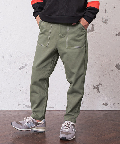 MinoriTY(マイノリティ)の「ステッチワークテーパードベーカーパンツ(その他パンツ・メンズ・ブラック/カーキ・M/L)」の1枚目の写真