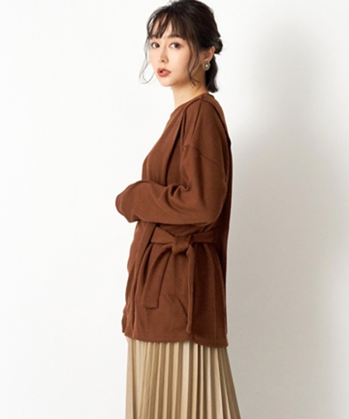 STYLEBLOCK（スタイルブロック）の「リブニットソーサイドラップチュニック（チュニック・レディース・ブラック/ダークグリーン/ブラウン/モカ/アイボリー・M）」の3枚目の写真