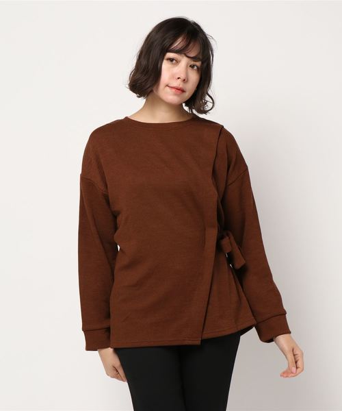 STYLEBLOCK（スタイルブロック）の「リブニットソーサイドラップチュニック（チュニック・レディース・ブラック/ダークグリーン/ブラウン/モカ/アイボリー・M）」の7枚目の写真