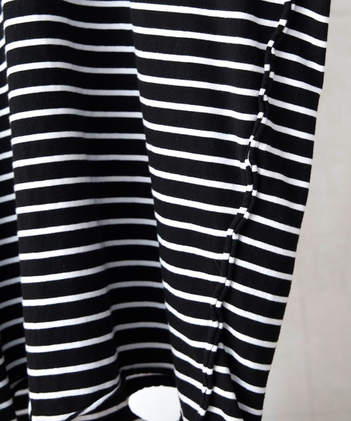 anown(アノン)の「anown/アノン オーバーサイズ ダメージ レイヤードボーダーカットソー(Tシャツ/カットソー・メンズ・ブラック×ホワイト・FREE)」の6枚目の写真