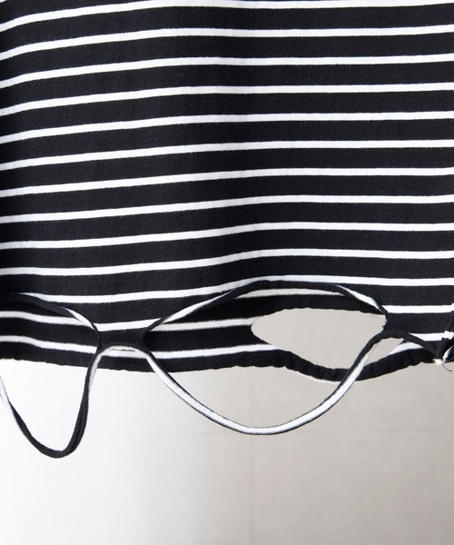 anown(アノン)の「anown/アノン オーバーサイズ ダメージ レイヤードボーダーカットソー(Tシャツ/カットソー・メンズ・ブラック×ホワイト・FREE)」の7枚目の写真