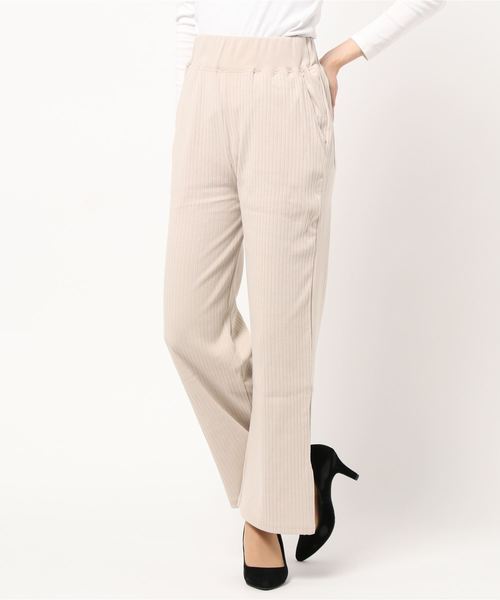 RAG MACHINE（ラグマシーン）の「【RAG MACHINE】リブワイドパンツ（その他パンツ・レディース・ブラック/オフホワイト/ダークベージュ・M/L）」の2枚目の写真