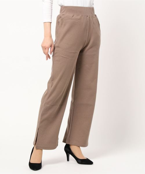 RAG MACHINE（ラグマシーン）の「【RAG MACHINE】リブワイドパンツ（その他パンツ・レディース・ブラック/オフホワイト/ダークベージュ・M/L）」の3枚目の写真