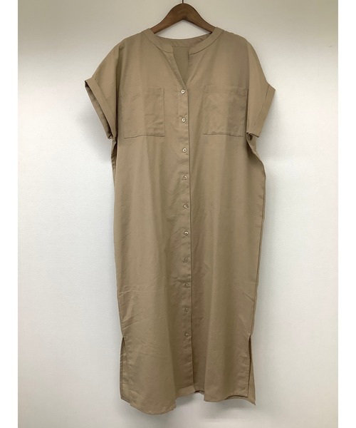 ulu(ウル)の「linencotton standcollar shirt onepiece(シャツワンピース・レディース・ブラック/ベージュ・FREE)」の8枚目の写真