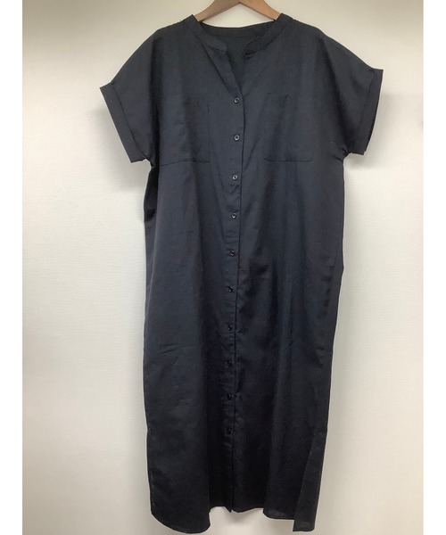 ulu(ウル)の「linencotton standcollar shirt onepiece(シャツワンピース・レディース・ブラック/ベージュ・FREE)」の9枚目の写真