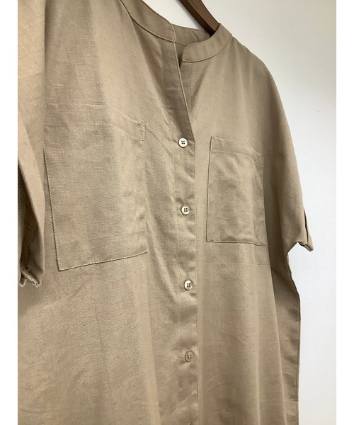 ulu(ウル)の「linencotton standcollar shirt onepiece(シャツワンピース・レディース・ブラック/ベージュ・FREE)」の10枚目の写真