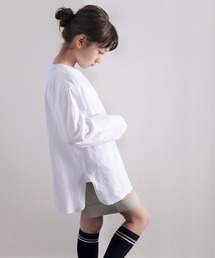 classicalelf | 【親子コーデ】キッズ サイドスリット入りビッグシルエットロングTシャツ(長袖)(Tシャツ/カットソー)