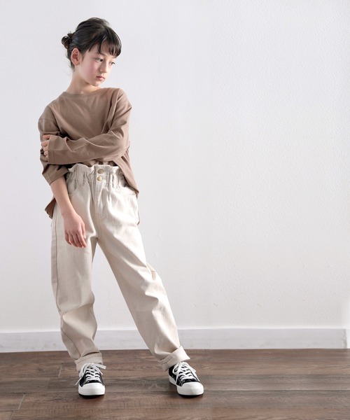 classicalelf(クラシカルエルフ)の「キッズ サイドスリット入りビッグシルエットロングTシャツ(長袖)(Tシャツ/カットソー・キッズ・ホワイト/ブラック/ベージュ/モカ/ブラウン系その他/グリーン系その他・130/140/150)」の18枚目の写真