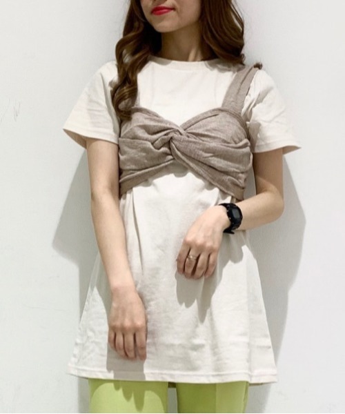 Heather（ヘザー）の「ビスチェSETカットチュニック　886806（Tシャツ/カットソー・レディース・ホワイト系その他/ブラウン系その他/ベージュ系その他・FREE）」の2枚目の写真