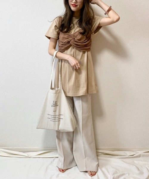 Heather（ヘザー）の「ビスチェSETカットチュニック　886806（Tシャツ/カットソー・レディース・ホワイト系その他/ブラウン系その他/ベージュ系その他・FREE）」の4枚目の写真