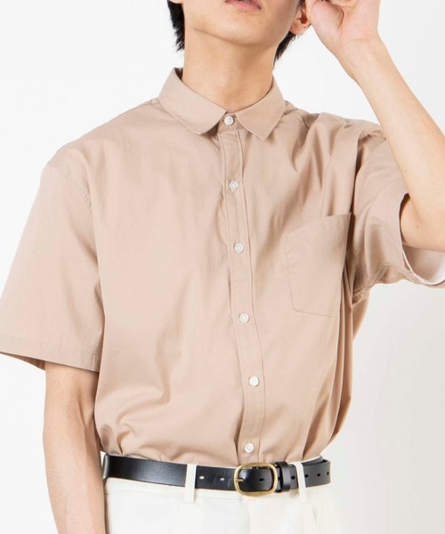 WEGO（ウィゴー）の「WEGO/半袖ストレッチブロードシャツ（シャツ/ブラウス・メンズ・ホワイト/ブラック/ベージュ/カーキ・SMALL/MEDIUM/LARGE/X-LARGE）」の3枚目の写真