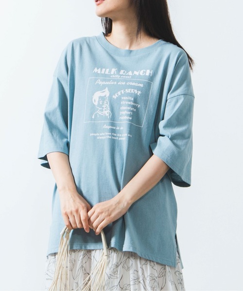 WEGO（ウィゴー）の「WEGO/アソートレトロプリントTシャツ（Tシャツ/カットソー・レディース・ホワイト系その他/ベージュ/ホワイト/サックスブルー・FREE）」の4枚目の写真