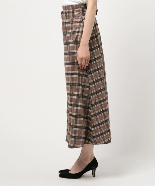 KOBE LETTUCE（コウベレタス）の「取り外し可能ベルト付きチェック柄ハイウエストフレアスカート（スカート・レディース・ブラウン/ブラック・FREE）」の3枚目の写真